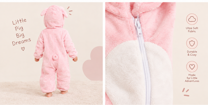 Unisex Baby Animal Costume Flannel Hooded Romper Cosplay Jumpsuit