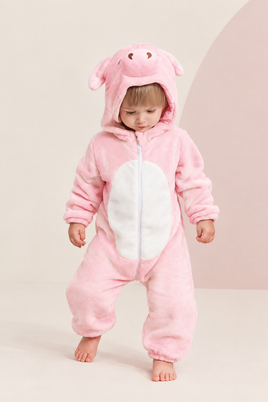 Unisex Baby Animal Costume Flannel Hooded Romper Cosplay Jumpsuit